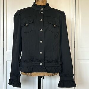 Inc  international concepts black ruffle button up jacket NWT